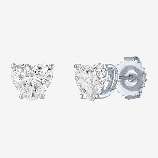 ( E-F/Si1-Si2 ) 2 CT. T.W. Lab-Grown Diamond 14K Gold 7.3mm Heart Stud Earrings