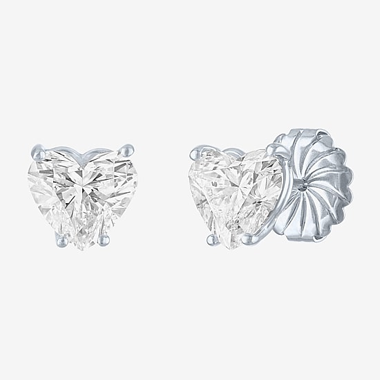 ( E-F/Si1-Si2 ) 4 CT. T.W. Lab-Grown Diamond 14K Gold 8.5mm Heart Stud Earrings