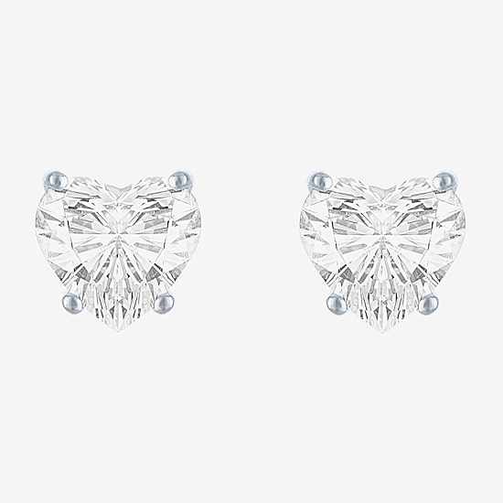 ( E-F/Si1-Si2 ) 1 CT. T.W. Lab-Grown Diamond 10K Gold 6mm Heart Stud Earrings