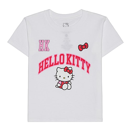 Hybrid Tees Little & Big Kid Girls Crew Neck Short Sleeve Regular Fit Hello Kitty Graphic T-shirt In White