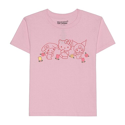 Hybrid Tees Little & Big Kid Girls Crew Neck Short Sleeve Regular Fit Hello Kitty Graphic T-shirt In Pink