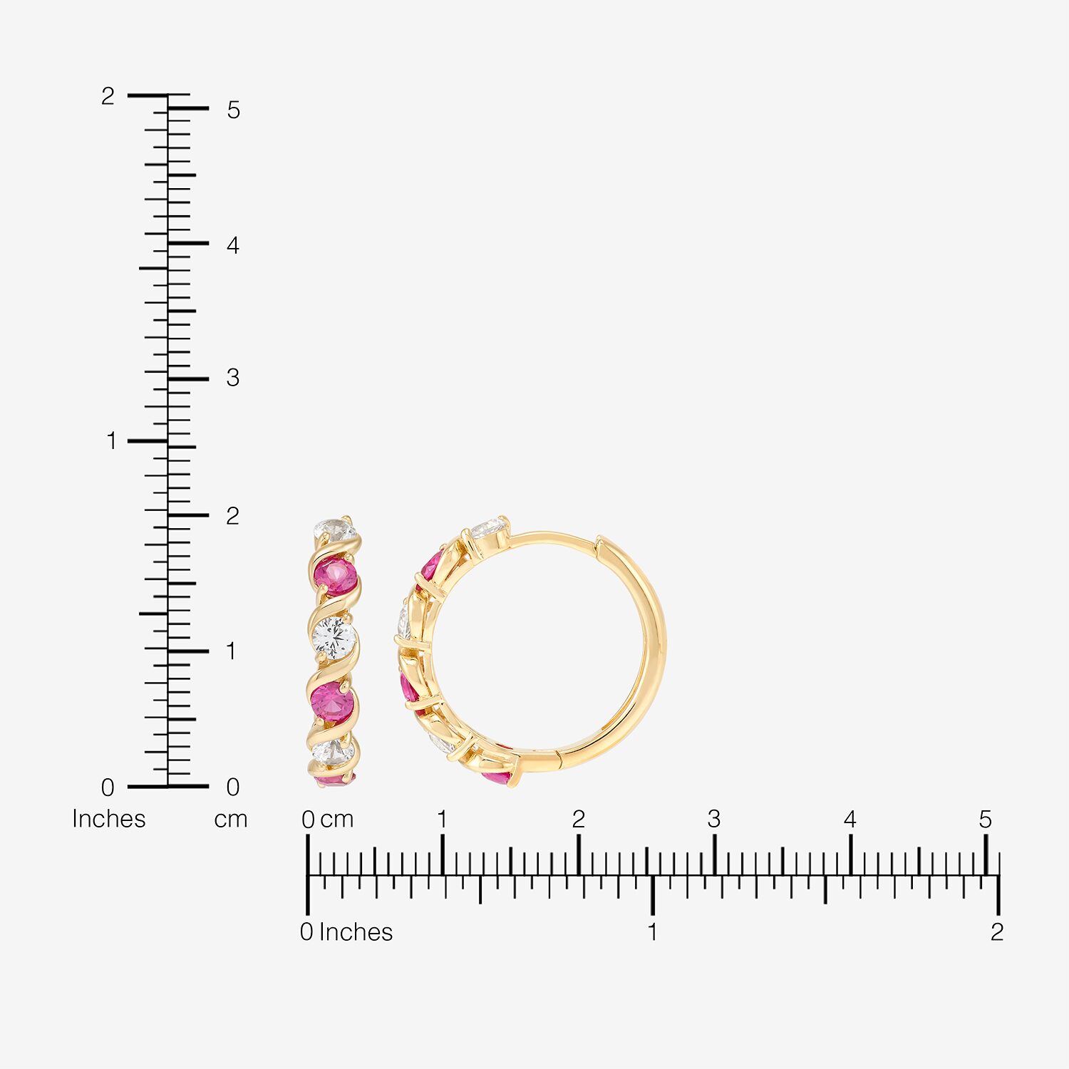 Womens Lab Created Red Ruby 14K Gold Over Silver 18.3mm Hoop Earrings