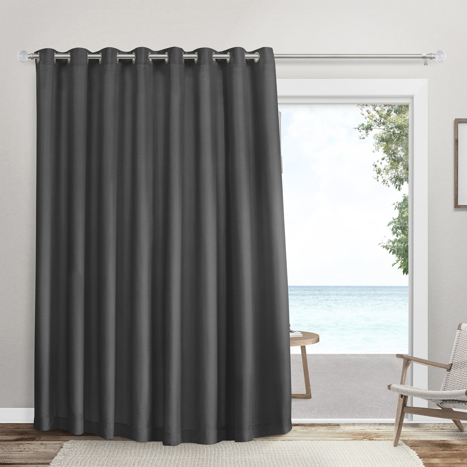 Exclusive Home Curtains Sateen Patio Grommet Top Room Darkening Single Outdoor Curtain Panel