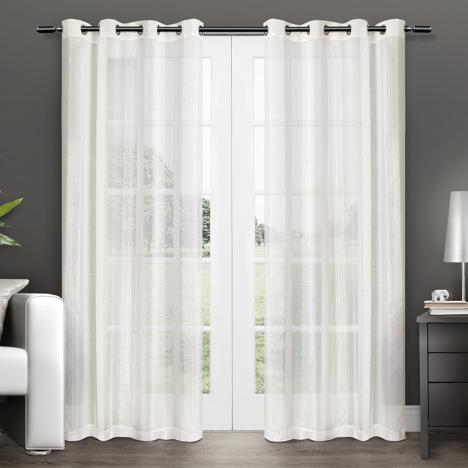 Exclusive Home Curtains Penny Grommet Top Sheer Set of 2 Curtain Panel