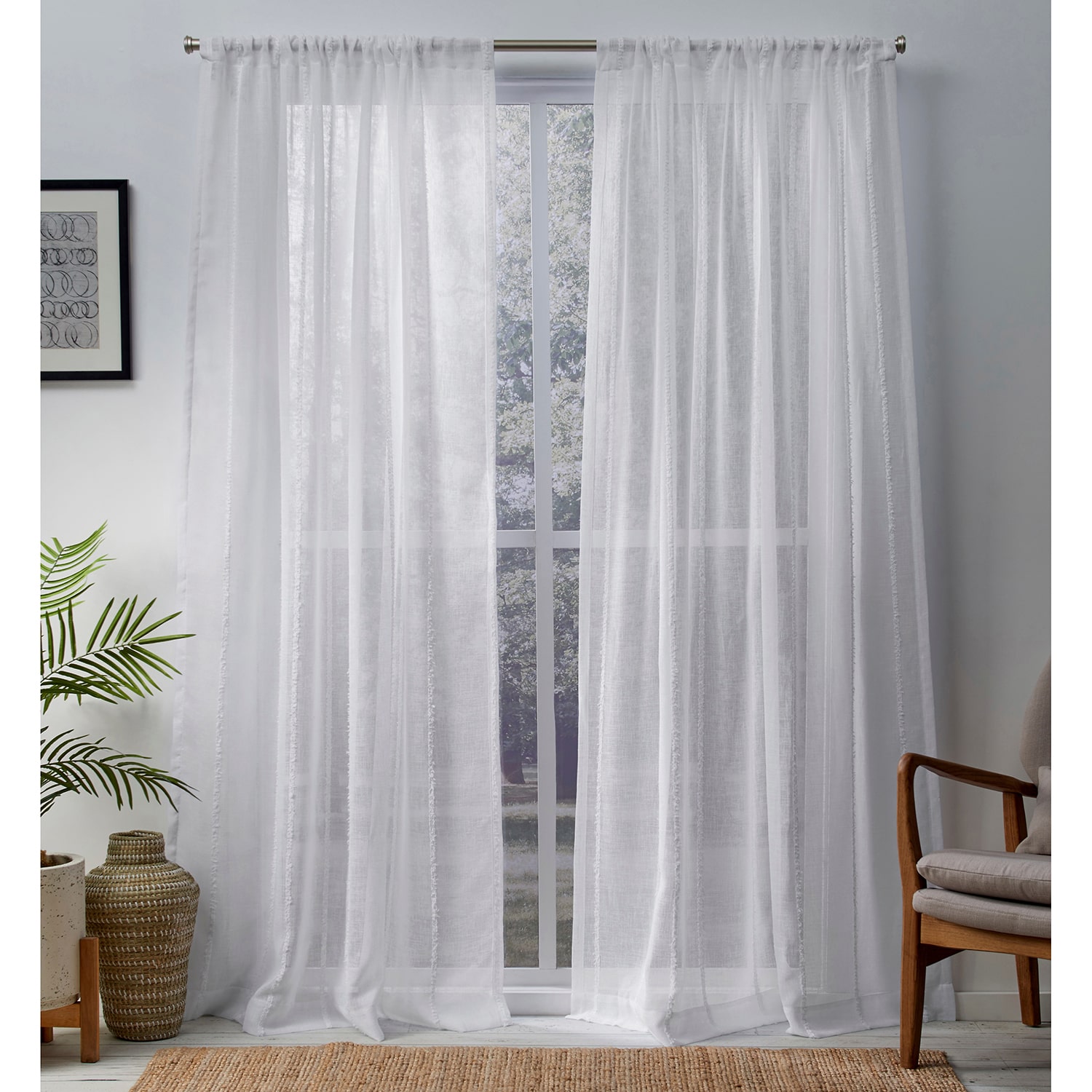 Exclusive Home Curtains Santos Rod Pocket Sheer Set of 2 Curtain Panel