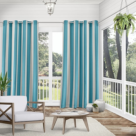 Exclusive Home Curtains Canopy Stripe Grommet Top Light-Filtering Set of 2 Outdoor Curtain Panel