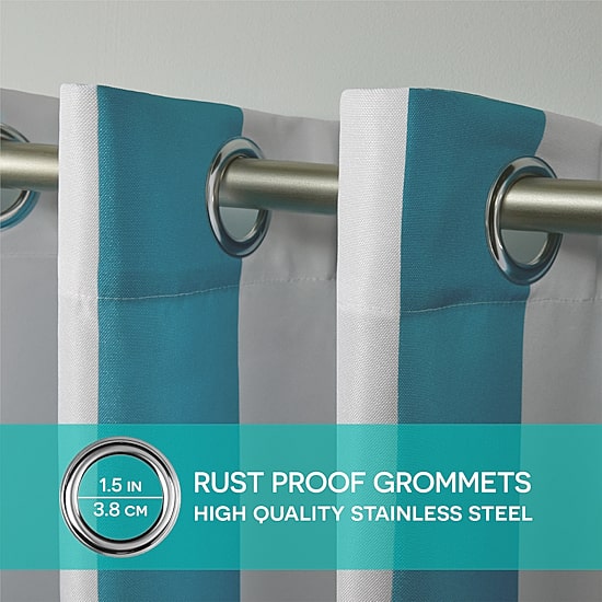 Exclusive Home Curtains Canopy Stripe Grommet Top Light-Filtering Set of 2 Outdoor Curtain Panel