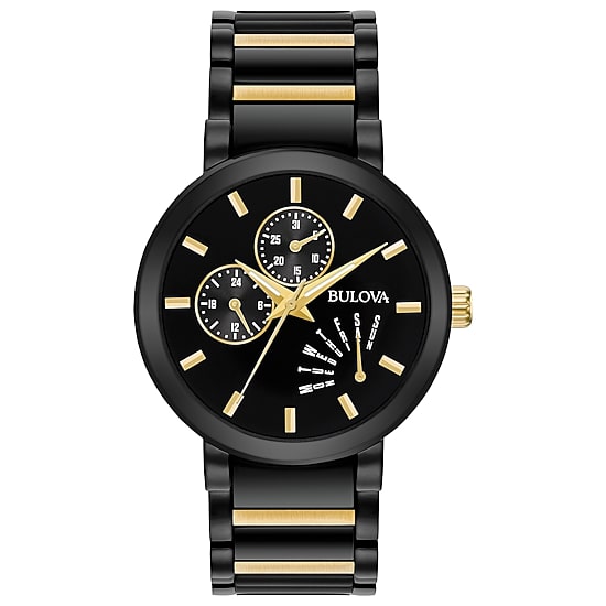 Bulova Futuro Mens Black Stainless Steel Bracelet Watch 98c124