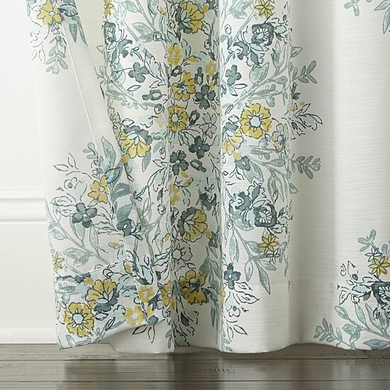 Home Expressions Pippa Aqua Floral Rod Pocket Light-Filtering Set of 2 Curtain Panel