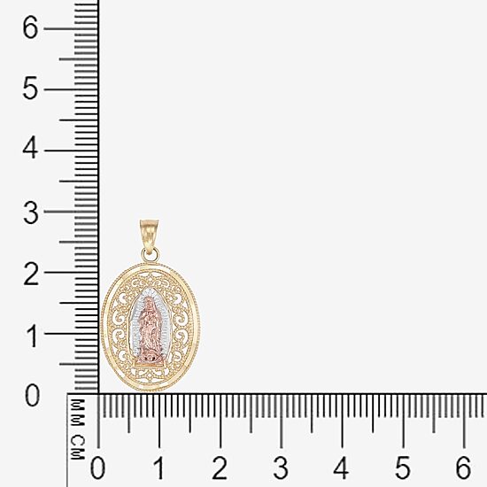 Our Lady Of Guadalupe / Nuestra Senora De Guadalupe Womens 14K Gold Oval Pendant
