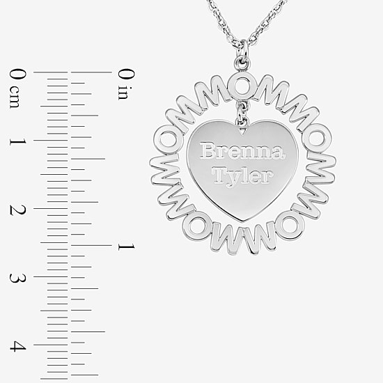 Personalized "Mom" with Child Names Heart 27mm Pendant Necklace