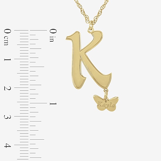 Personalized Butterfly Initial 14K Gold Over Silver Pendant Necklace