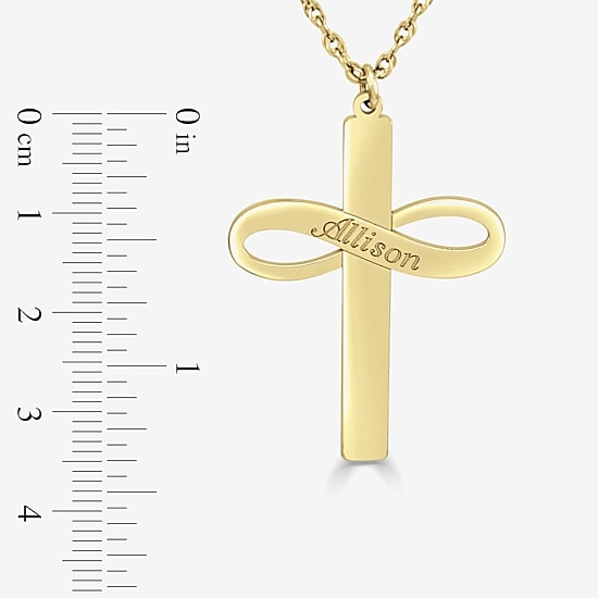 Personalized Womens Sterling Silver Cross Name Pendant Necklace