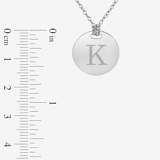 Personalized Sterling Silver 16mm Round Name Pendant Necklace