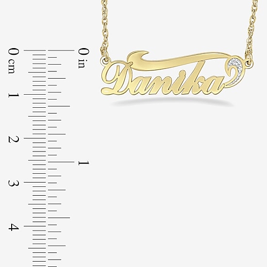 Womens Diamond Accent Natural White Diamond Sterling Silver 18 Inch Name Necklace