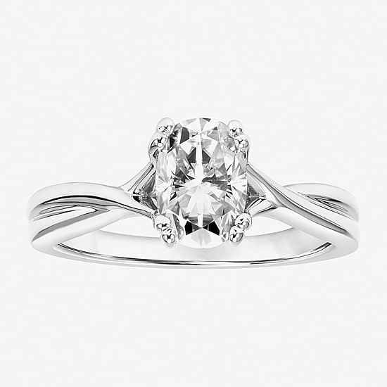 Womens 1 CT. T.W. Lab Created White Moissanite Sterling Silver Oval Engagement Ring