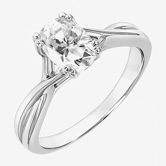 Womens 1 CT. T.W. Lab Created White Moissanite Sterling Silver Oval Engagement Ring