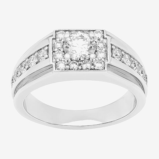 Mens 9M 1 1/2 CT. Lab Created White Moissanite Sterling Silver Round Wedding Band