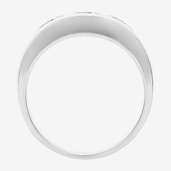 Mens 8.5MM 2 CT. Lab Created White Moissanite Sterling Silver Round Wedding Band