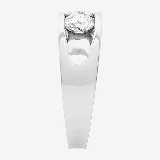 Mens 8.5MM 2 CT. Lab Created White Moissanite Sterling Silver Round Wedding Band