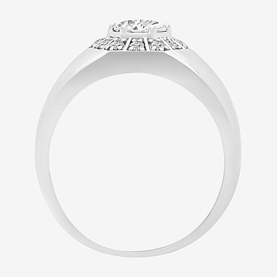 Mens 11.5MM 1 CT. Lab Created White Moissanite Sterling Silver Round Wedding Band