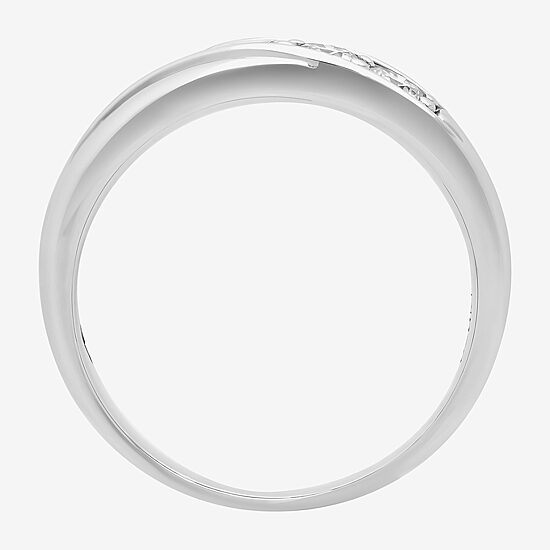 Mens 8MM 1 CT. Lab Created White Moissanite Sterling Silver Round Wedding Band