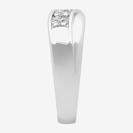 Mens 8MM 1 CT. Lab Created White Moissanite Sterling Silver Round Wedding Band