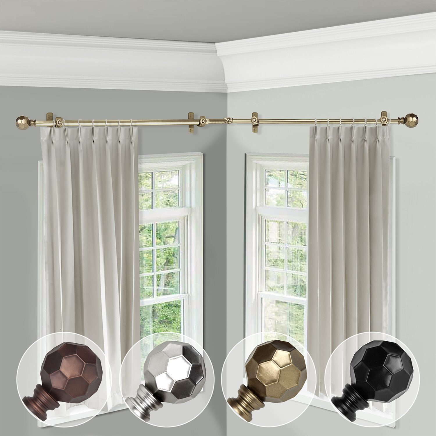 Rod Desyne Christiano Corner 3/4 Adjustable Curtain