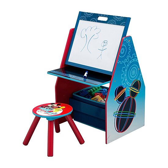 Delta Children Mickey Mouse Activity Center - Easel Desk With Stool & Toy Organizer Mickey Mouse 2-pc. Easel