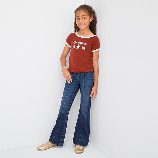 Eyeshadow Big Kid Girls Crew Neck Short Sleeve T-Shirt