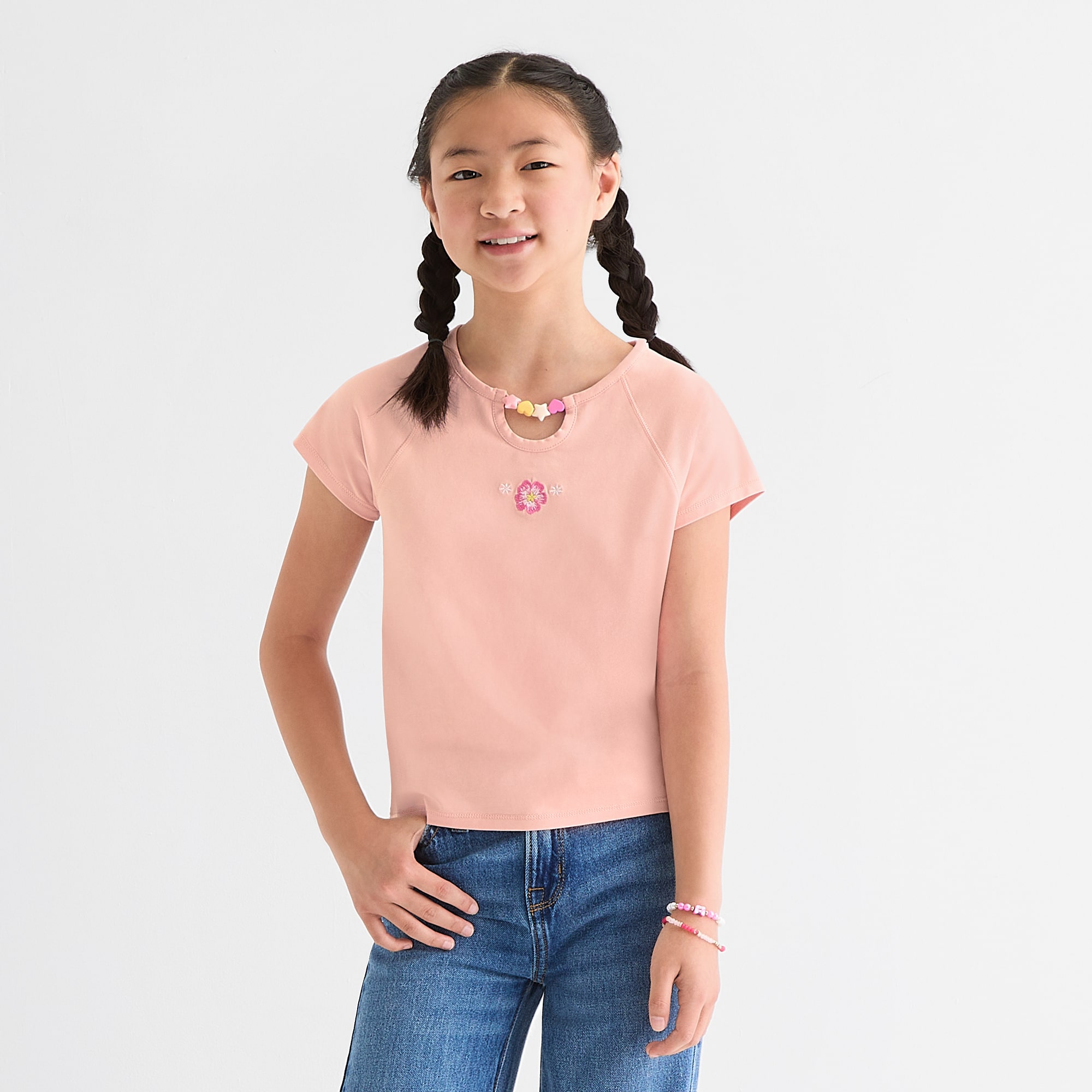 Self Esteem Big Kid Girls Round Neck Short Sleeve T-Shirt