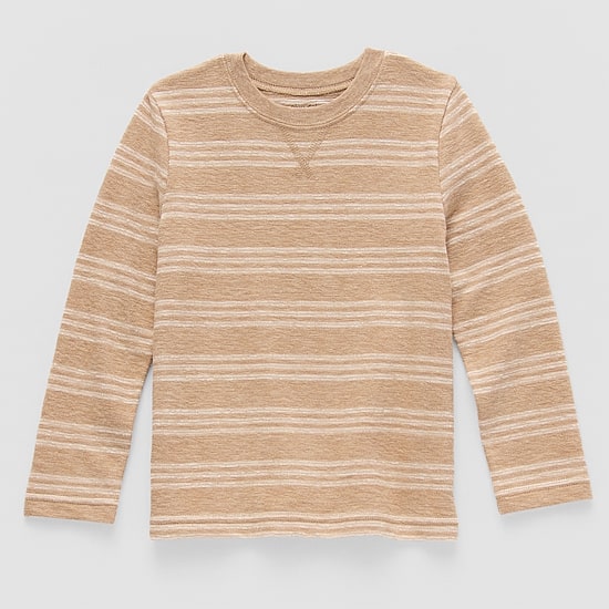 Okie Dokie Textured Knit Toddler & Little Boys Crew Neck Long Sleeve T-Shirt