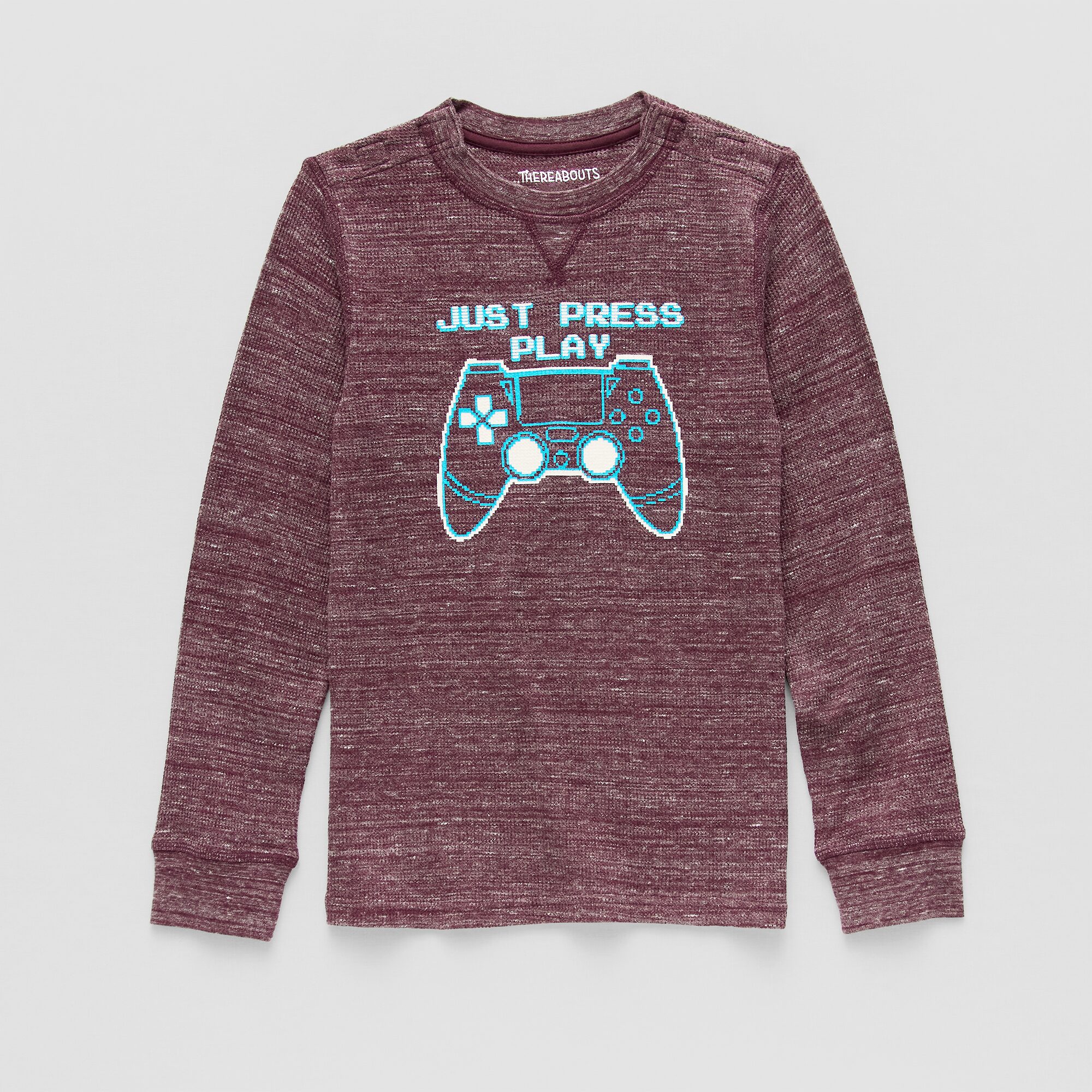 Thereabouts Little & Big Kid Boys Easy-on + Easy-off Sensory Friendly Crew Neck Long Sleeve Adaptive Regular Fit Thermal Top