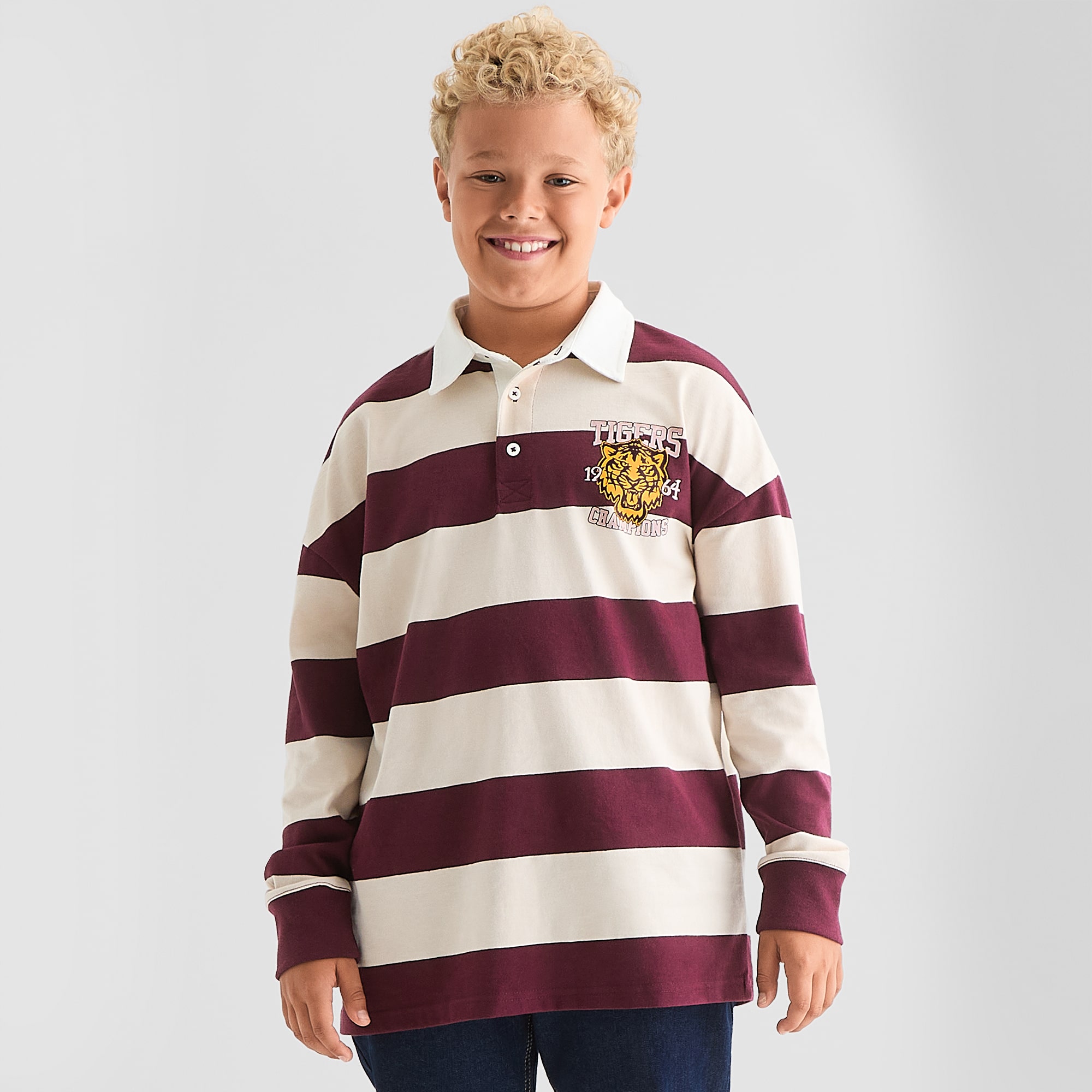 Thereabouts Little & Big Kid Boys Long Sleeve Regular Fit Spread Collar Rugby Shirt