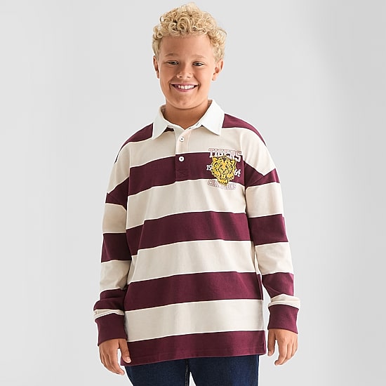 Thereabouts Little & Big Kid Boys Long Sleeve Regular Fit Spread Collar Rugby Shirt