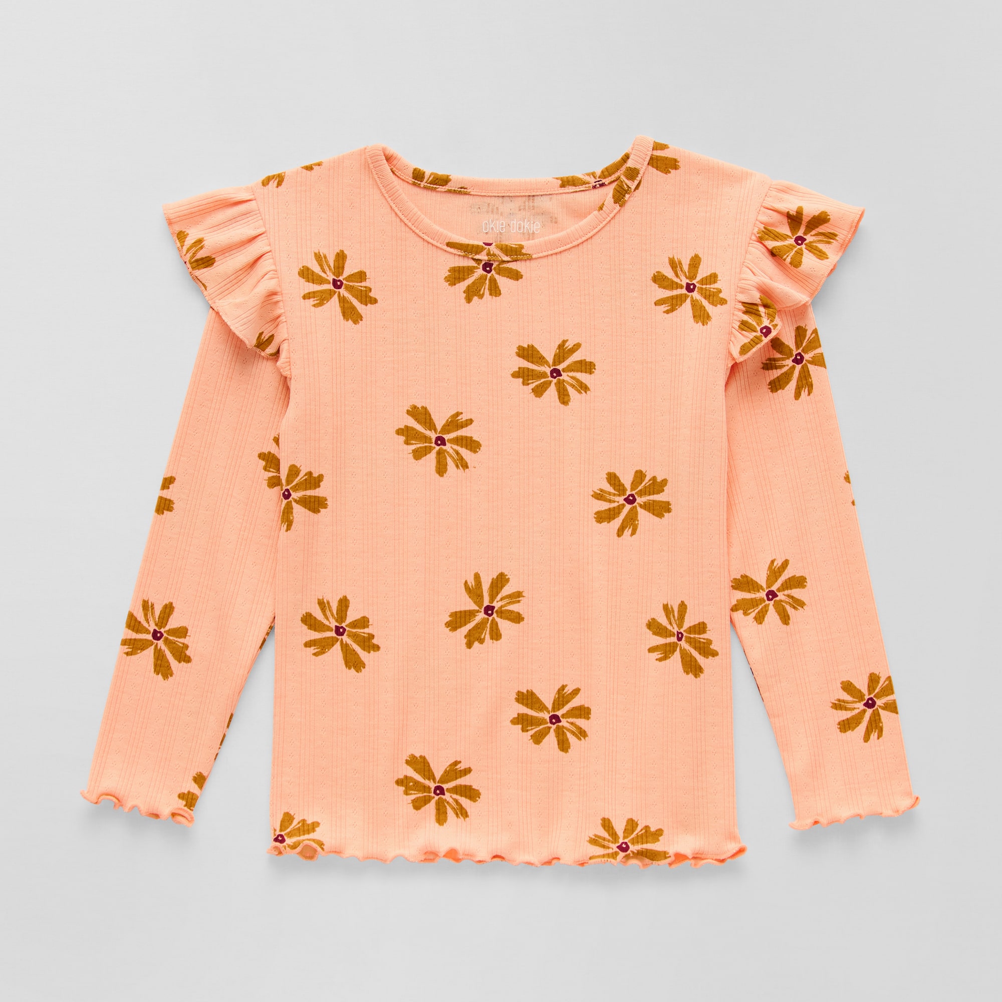 Okie Dokie Toddler & Little Girls Round Neck Long Sleeve Regular Fit Graphic T-Shirt