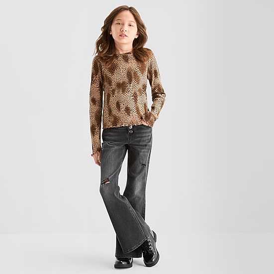 Thereabouts Little & Big Kid Girls Round Neck Long Sleeve T-Shirt