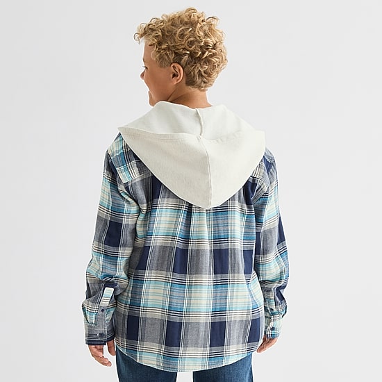 Thereabouts Little & Big Kid Boys Hooded Long Sleeve Cuffed Regular Fit Button-Down Shirt