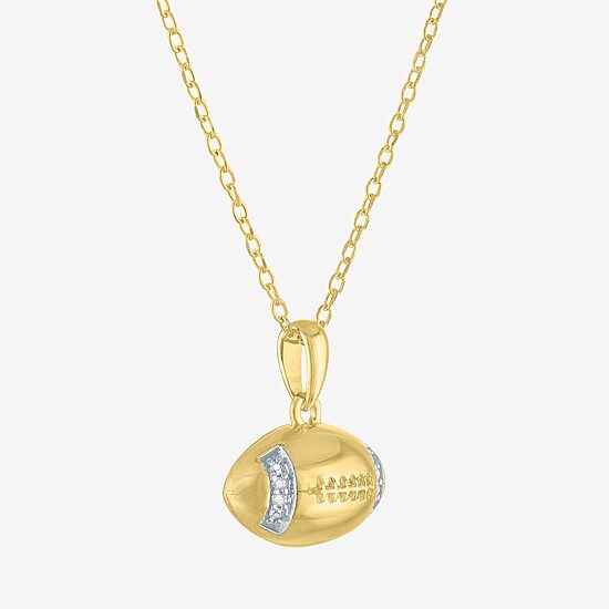 Diamond Accent High Lab-Grown High Polish Football Pendant in 14K Yellow Gold over Silver