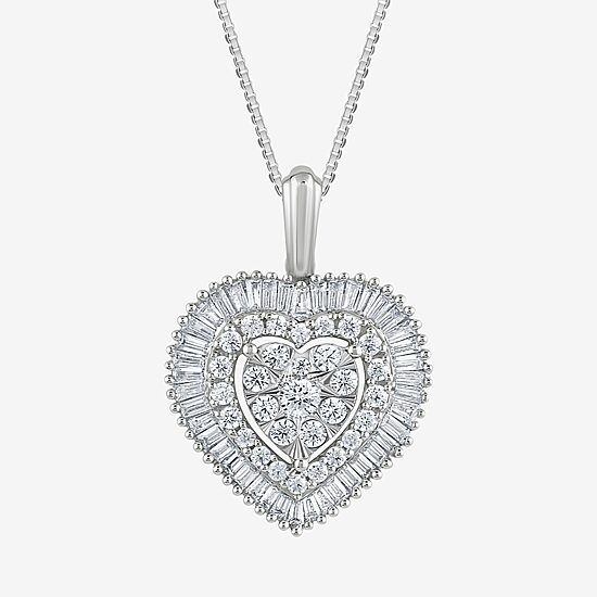 Diamond Blossom - 1CTTW Lab-Grown Diamond (SI2, G) Bold Heart Pendant in 10K White Gold