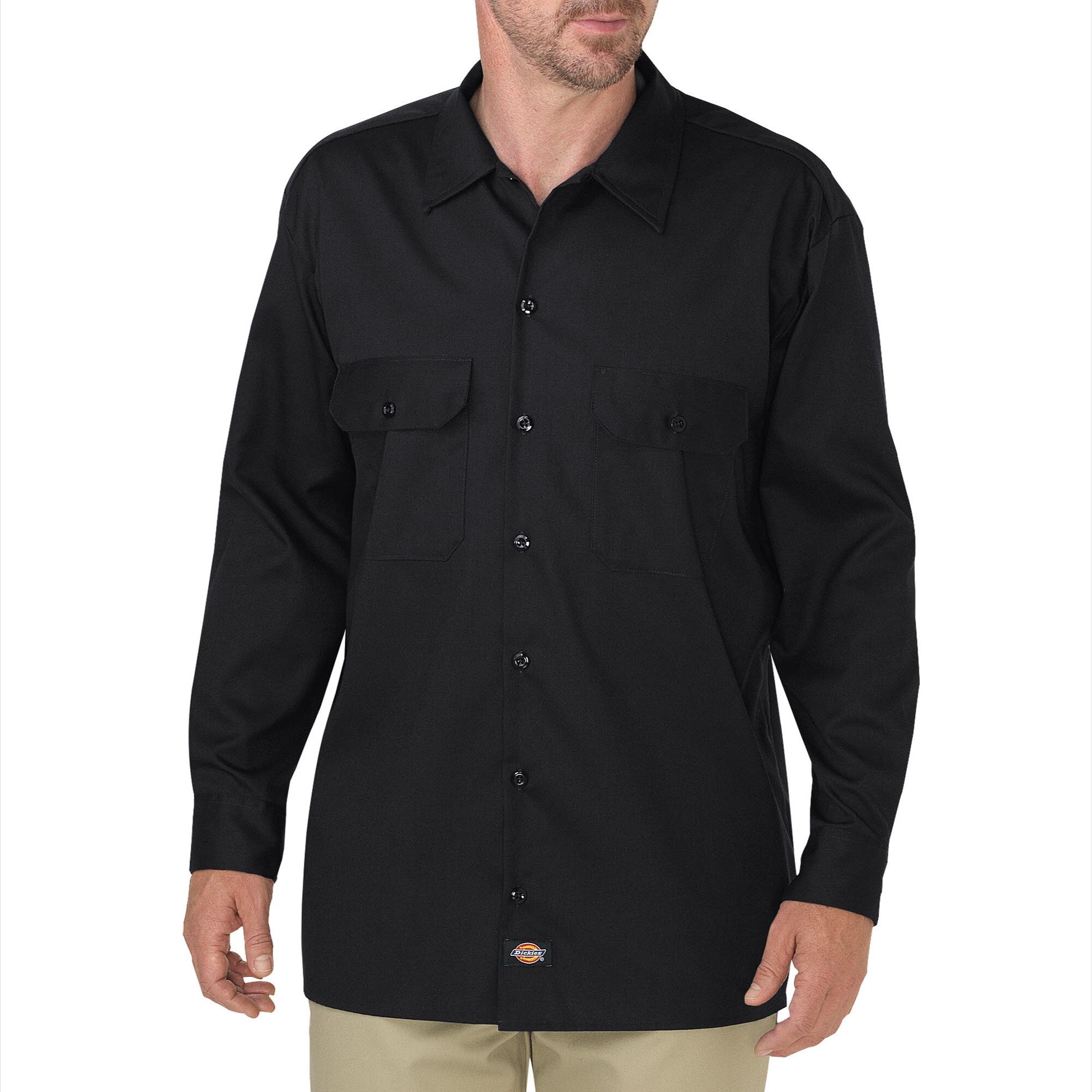 Dickies Flex Twill Mens Long Sleeve Relaxed Fit STRETCH FABRIC Button-Down Shirt