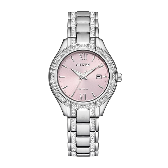 Citizen Silhouette Womens Crystal Accent Silver Tone Stainless Steel Bracelet Watch Fe1230-51x