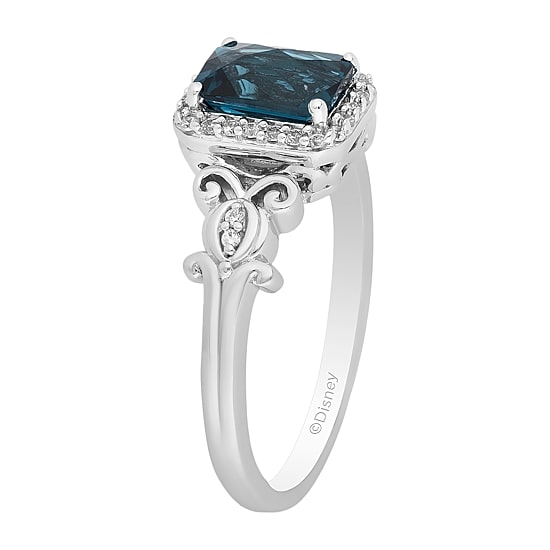 Enchanted Disney Fine Jewelry Womens 1/10 CT. T.W. Genuine Blue Topaz Sterling Silver Cinderella Cocktail Ring