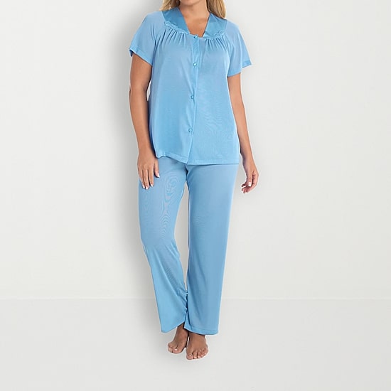 Exquisite Form Womens V-Neck Short Sleeve 2-pc. Pajama Set