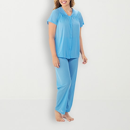 Exquisite Form Womens V-Neck Short Sleeve 2-pc. Pajama Set