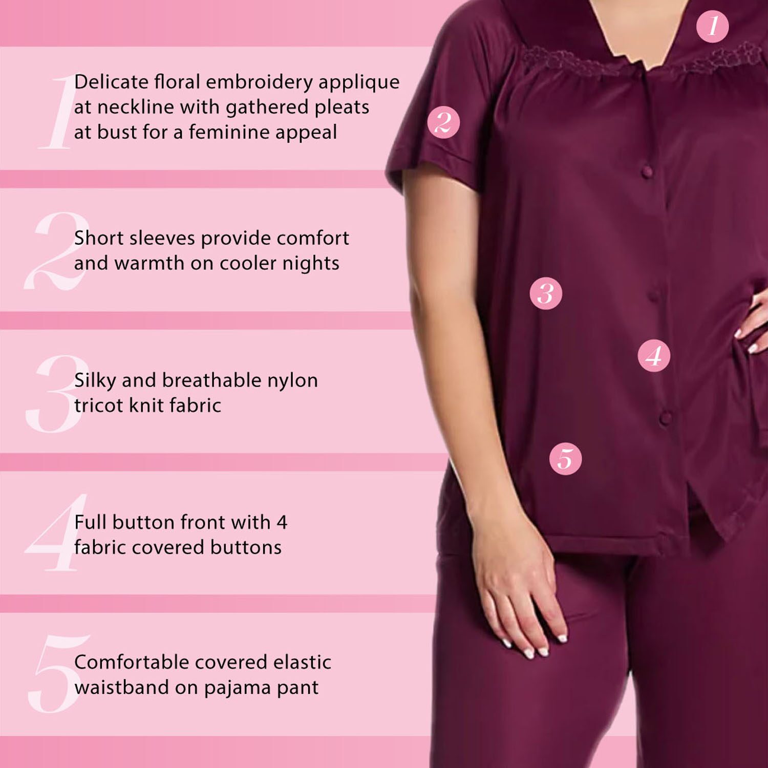 Exquisite Form Womens V-Neck Short Sleeve 2-pc. Pajama Set