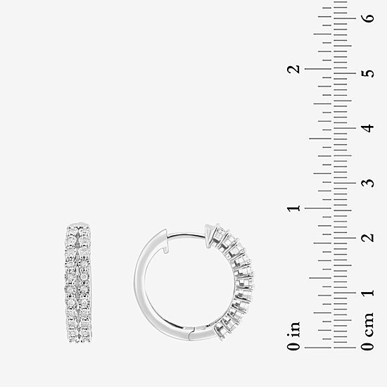 Effy Final Call Limited Quantities! Womens 1/4 CT. T.W. Natural White Diamond Sterling Silver 19.9mm Hoop Earrings