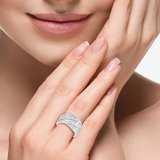 Effy Final Call Limited Quantities! Womens 3MM 7/8 CT. T.W. Natural White Diamond 14K Gold Crossover Band