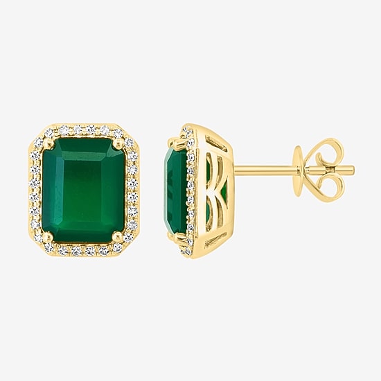 Effy Final Call Limited Quantities! 1/5 CT. Genuine Green Onyx 14K Gold 11.6mm Stud Earrings
