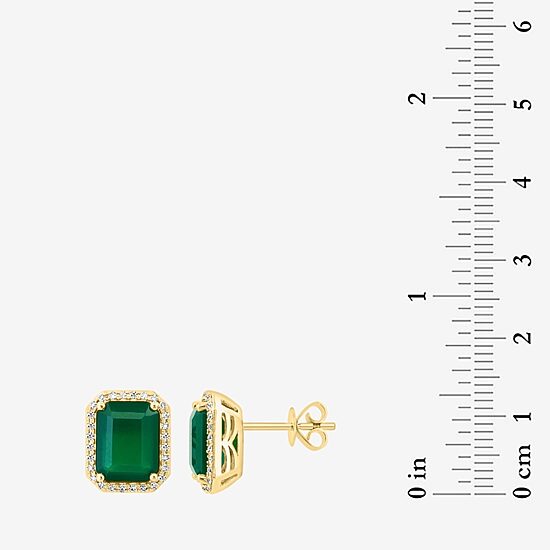 Effy Final Call Limited Quantities! 1/5 CT. Genuine Green Onyx 14K Gold 11.6mm Stud Earrings